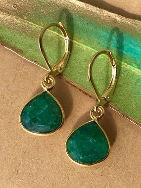 Emerald Gold Vermeil Bezel Sundance Charm Earrings